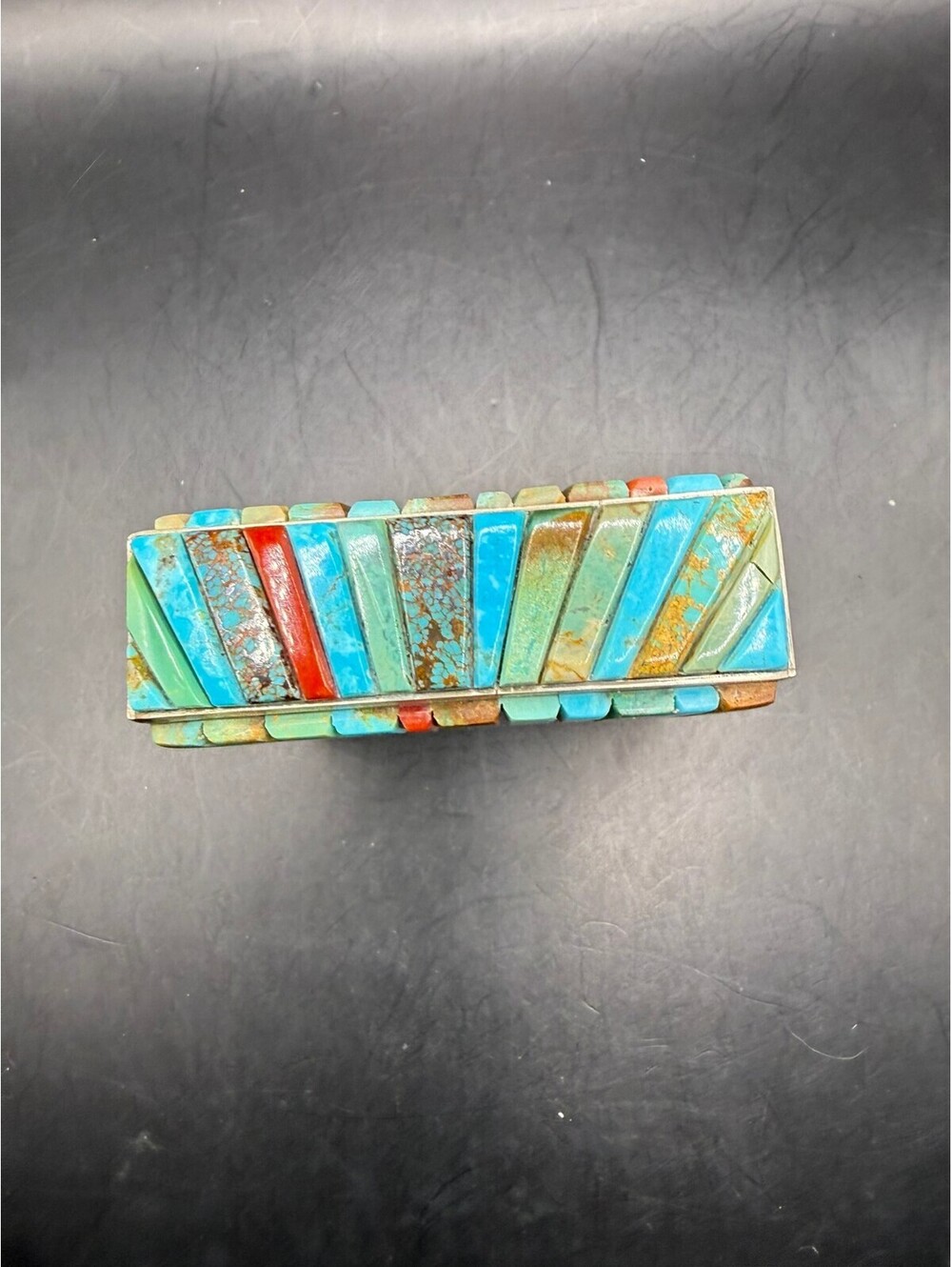 Wilson Dawes Navajo Turquoise Cobblestone Sterling Silver Cuff WD 88 grams - Picture 3 of 10